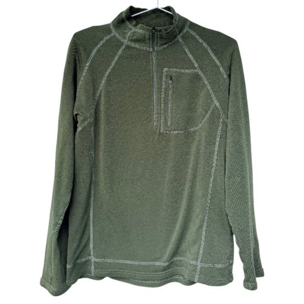 Yukon Wool high neck quarter zip pullover sweater green men's size L